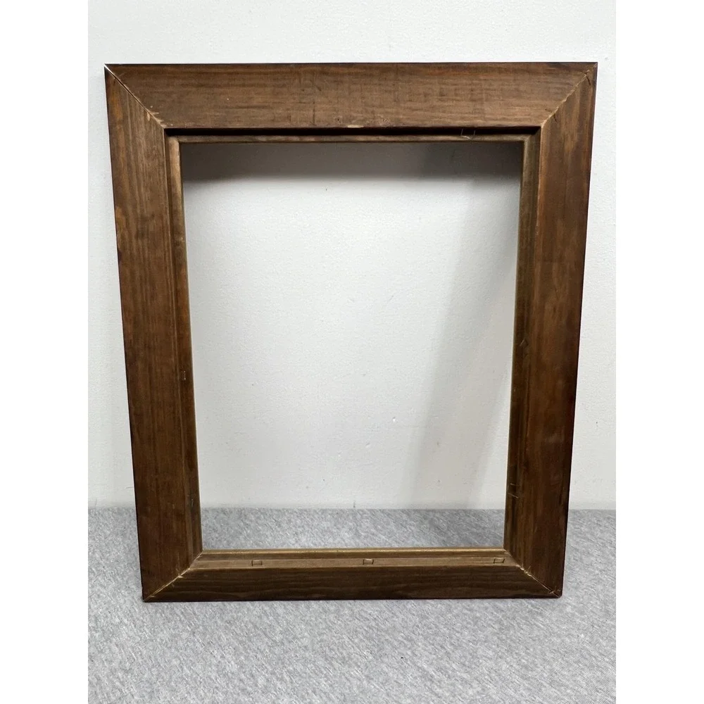 Wood Picture Photo Frame Brown Gold Trim 11x14 Wall Hanging Decor Rustic
